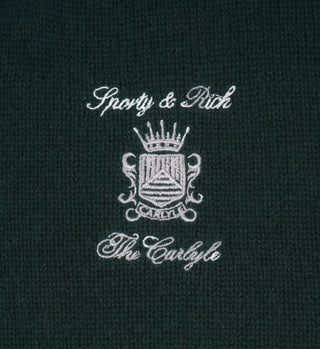 The Carlyle Crest Cashmere Crewneck - Forest/White