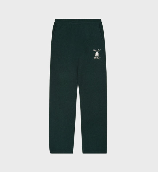 The Carlyle Crest Cashmere Trousers - Forest/White