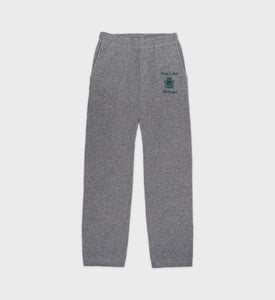 The Carlyle Crest Cashmere Trousers - Heather Gray/Forest