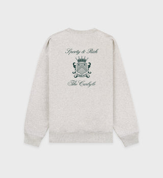 The Carlyle Crest Crewneck - Heather Gray/Forest