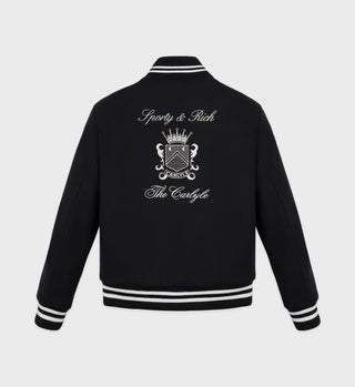 The Carlyle Crest Wool Varsity Jacket - Black/White