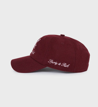 The Carlyle Crest Wool Hat - Merlot/White