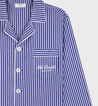 The Carlyle Script Pyjama Top - Navy Striped