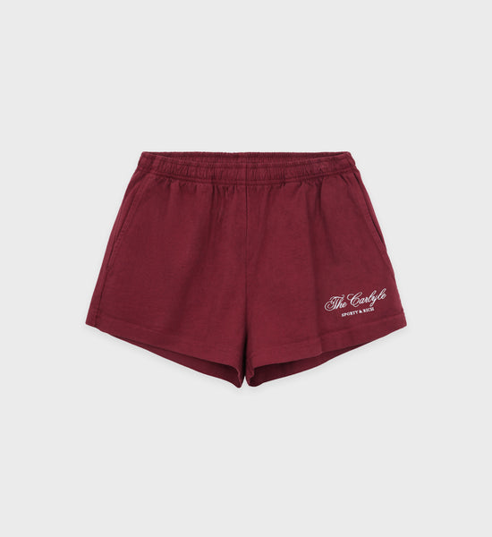 The Carlyle Script Disco Short - Merlot/White