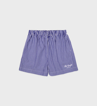 The Carlyle Script Poplin Short - Navy Striped