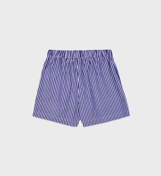 The Carlyle Script Poplin Short - Navy Striped