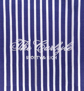 The Carlyle Script Poplin Short - Navy Striped