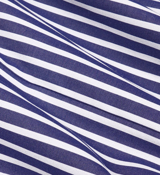 The Carlyle Script Poplin Short - Navy Striped