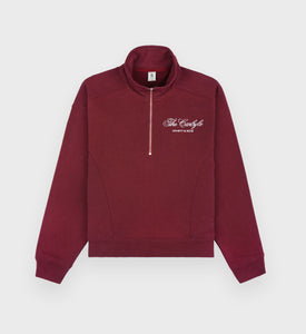 The Carlyle Script Quarter Zip - Merlot/White