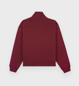 The Carlyle Script Quarter Zip - Merlot/White