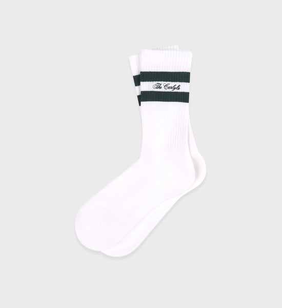 The Carlyle Script Socks - Forest/White