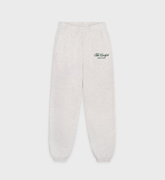 The Carlyle Script Sweatpant - Heather Gray/Forest