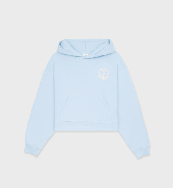 Central Park Cropped Hoodie Baby Blue Cream Sporty Rich