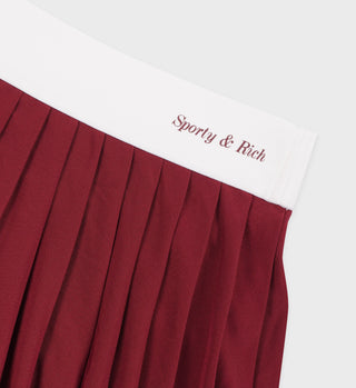 Classic Logo Pleated Skirt - Merlot/White