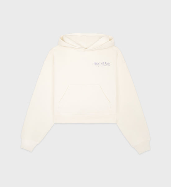 Club Cropped Hoodie - Cream/Faded Lilac