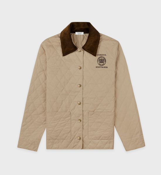 Crest Seal 100th Quilted Jacket - Beige/Chocolate