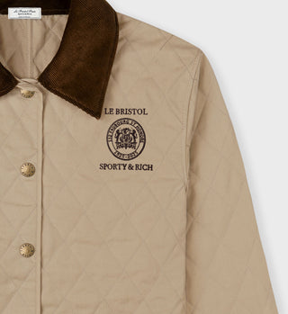 Crest Seal 100th Quilted Jacket - Beige/Chocolate