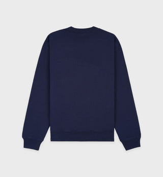 Crown Embroidered Crewneck - Navy/Cream