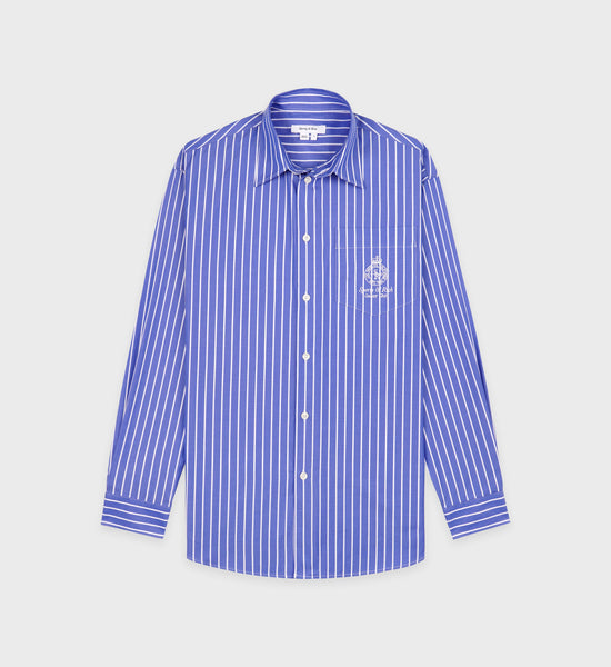 Crown Oversized Shirt - Blue Striped