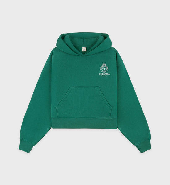 Crown Tennis Cropped Hoodie - Alpine/White – Sporty & Rich
