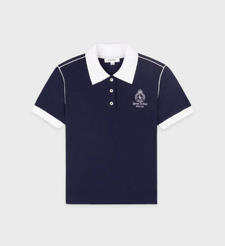 Crown 70s Pique Polo - Navy/White