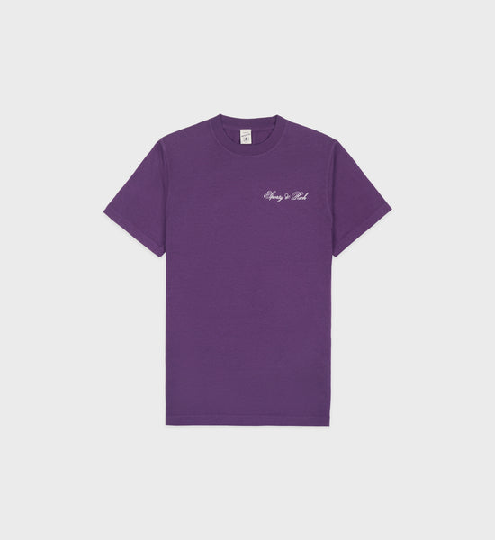 Cursive Logo T-Shirt - Plum/White