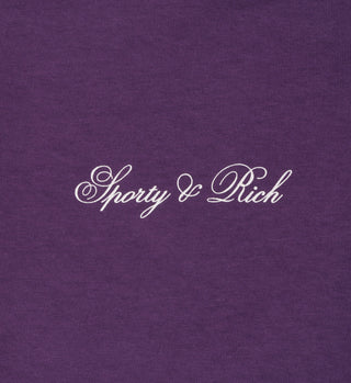 Cursive Logo T-Shirt - Plum/White