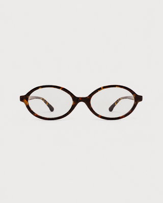 Frame N.11 - Blue Light Glasses - Tortoise, featuring oval tortoiseshell frames with clear lenses, displayed on a plain white background.