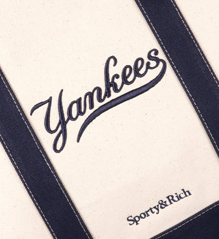 Yankees Curve Tote Bag - Natural/Dark Navy