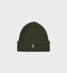 SRC Wool Beanie - Kaki/White