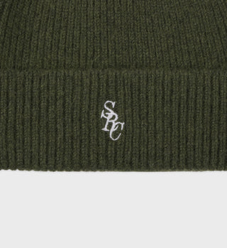 SRC Wool Beanie - Kaki/White