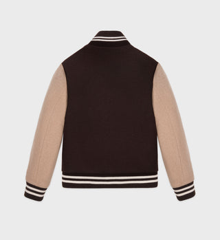 Crown Wool Varsity Jacket - Chocolate/Beige