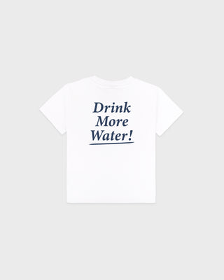 Drink More Water Kids T-Shirt - White/Light Navy