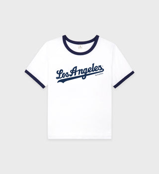 Dodgers Ringer Tee - White/Navy