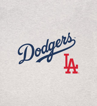 Dodgers Serif Cropped Zip Hoodie - Heather Gray/Navy