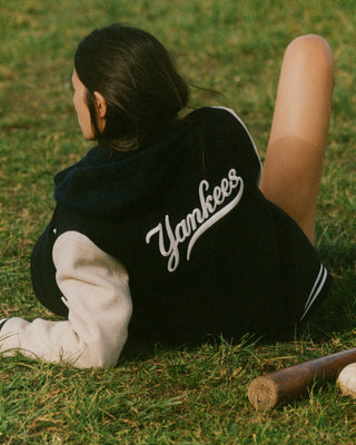 Yankees Curve Wool Varsity Jacket - Navy/Ecru
