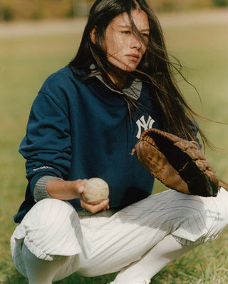 Heritage Yankees Serif Crewneck - Navy/White
