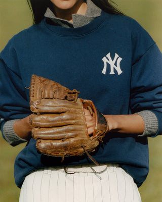 Heritage Yankees Serif Crewneck - Navy/White
