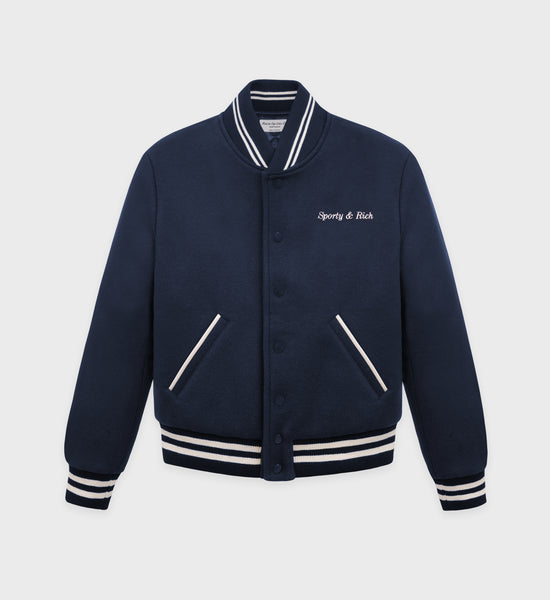 Eden Crest Varsity Jacket Men - Navy/White