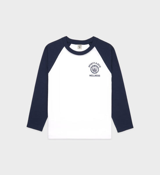 Baseball Tee Emblem - Blanc/Marin