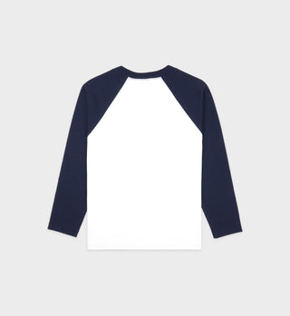 Baseball Tee Emblem - Blanc/Marin