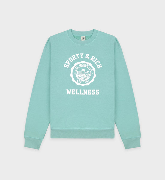 Emblem Crewneck - Aquamarine/White