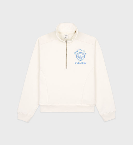 Emblem Quarter Zip - Coconut/Sky Blue