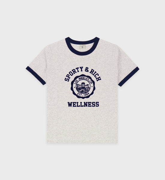 Emblem Ringer Tee - Heather Gray/Navy