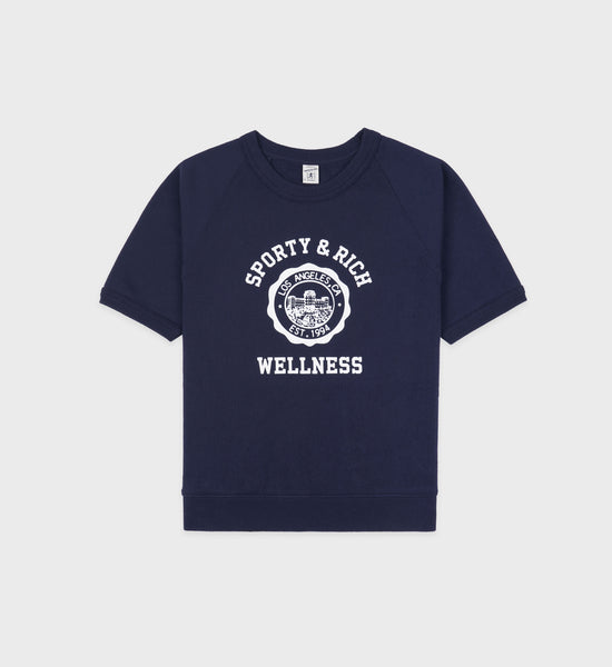 Emblem Short Sleeve Crewneck - Navy/White – Sporty & Rich