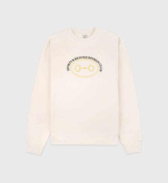 Equestrian Crewneck - Cream/Chocolate