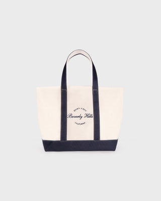 Beverly Script Tote Bag - Natural/Navy