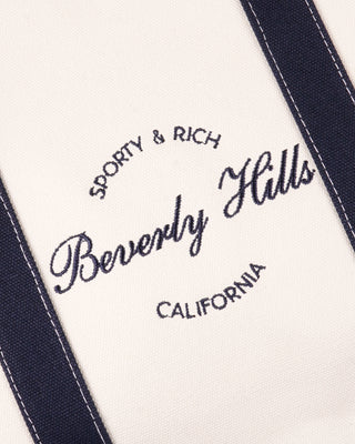 Beverly Script Tote Bag - Natural/Navy