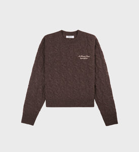 Faubourg Cableknit Wool Cashmere Crewneck - Chocolate/Cream