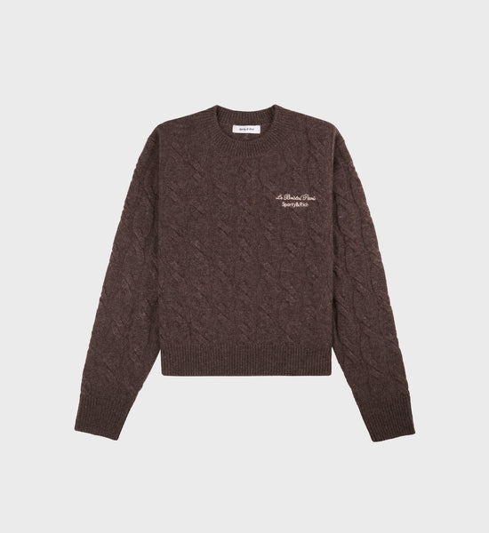 Faubourg Cableknit Cashmere Crewneck - Chocolate/Cream